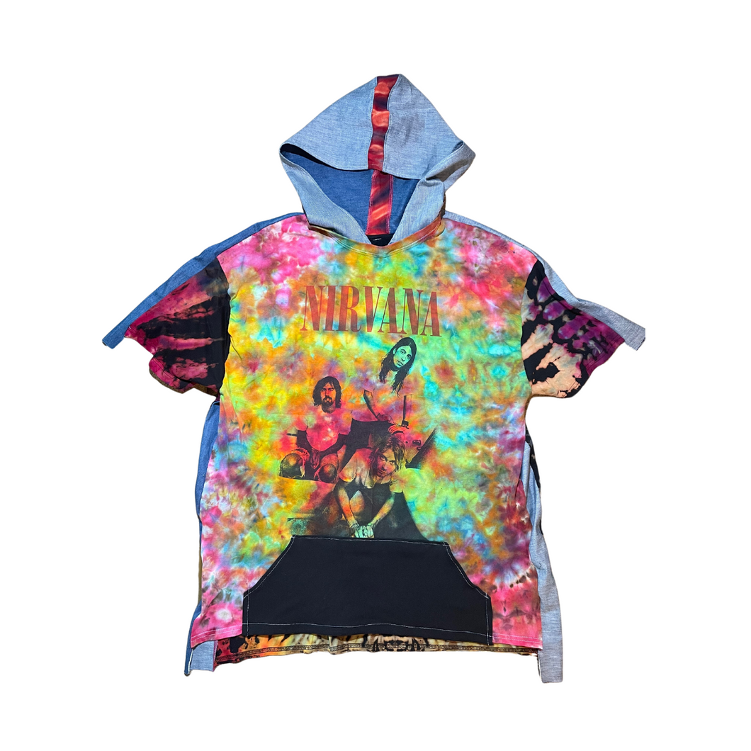 Nirvana Tie Dye Hooded Short Sleeve Graphic Tee | XL