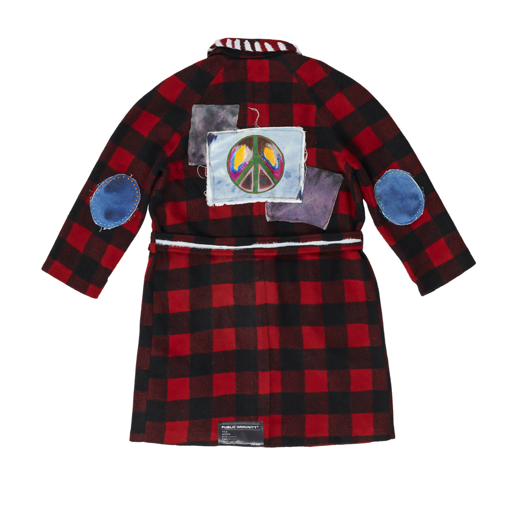 A PEACE OF IMMUNITY PLAID OVERCOAT - XL